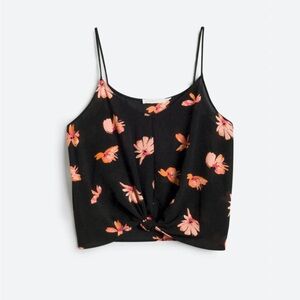 Lush Black and Pink Floral Knot Cami Top sz S